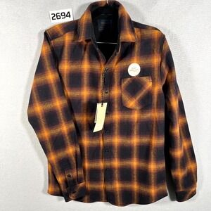 Nomad by Craft‎ + Flow Shirt Mens S Blue Orange Plaid Cozy Thermal Lined Flannel